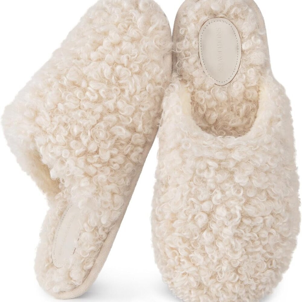 Women's Faux Wool Slippers Memory Foam Non-Slip Indoor House Shoes